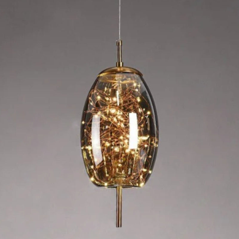 Scandinavian Star Amber Cylinder Pendant Light
