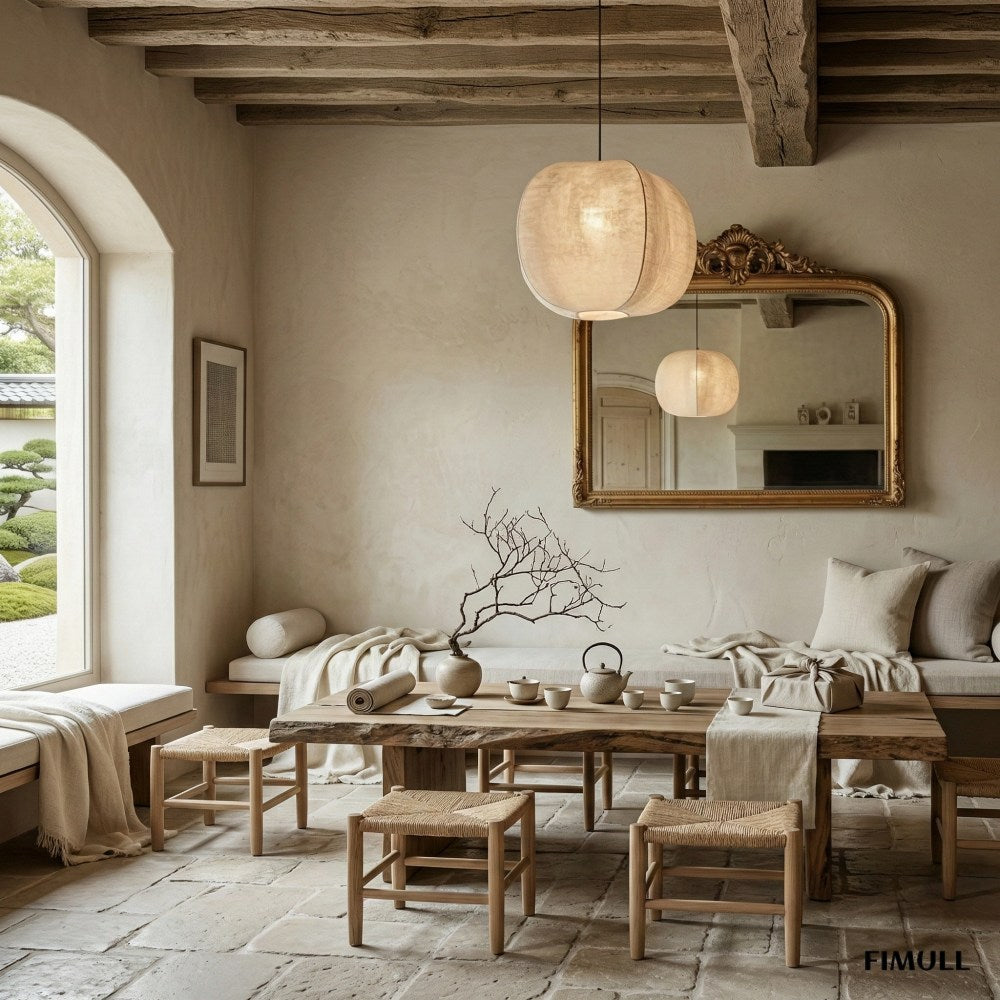 Diora Silk Texture Lantern Pendant Lamp - Contemporary Iron Hanging Light for Dining Room