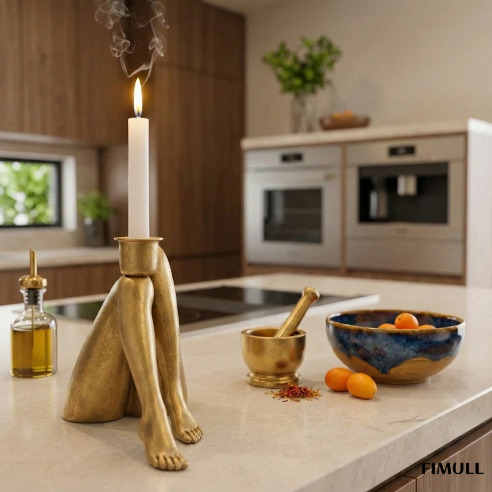 Kickra Leg-Inspired Candle Holder - Sculptural Resin Holder for Dining Room U22