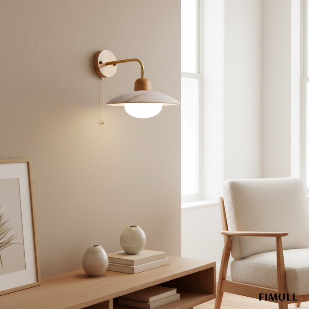 Minimalistische Travertin-Steinscheibe Wandleuchte