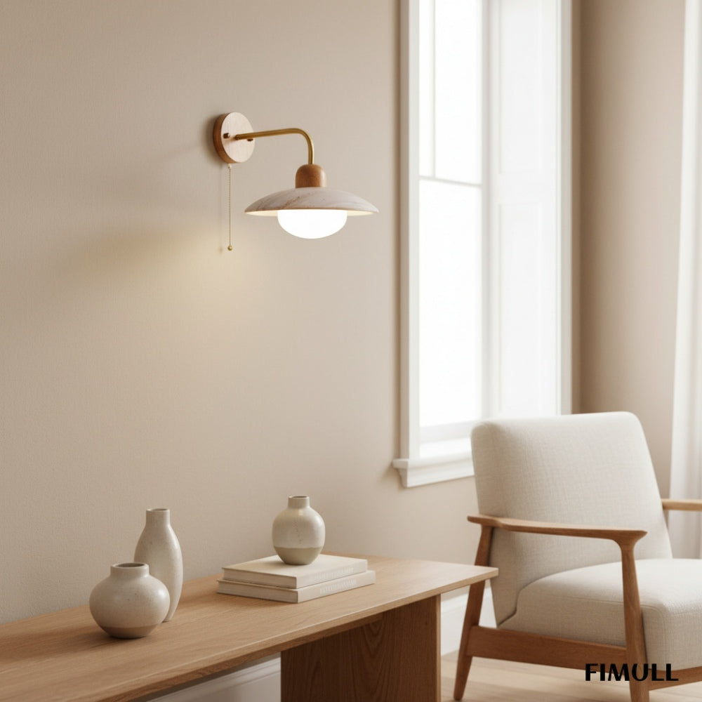 Minimalistische Travertin-Steinscheibe Wandleuchte