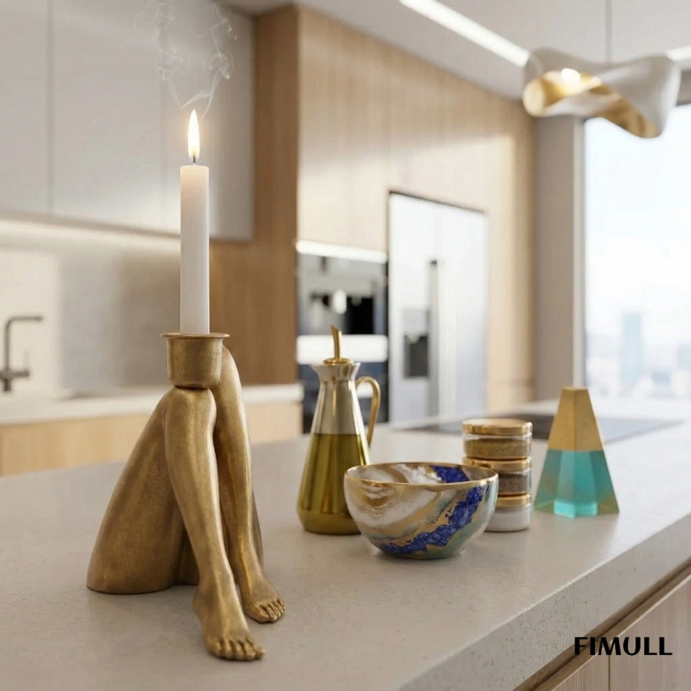 Kickra Leg-Inspired Candle Holder - Sculptural Resin Holder for Dining Room U22