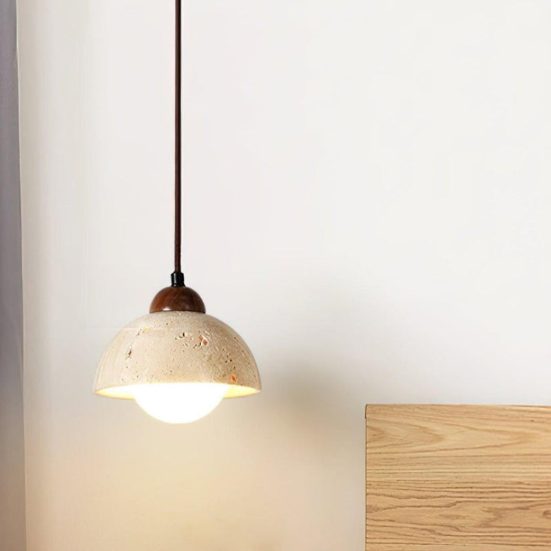 Organic Travertine Bud Design Pendant Light
