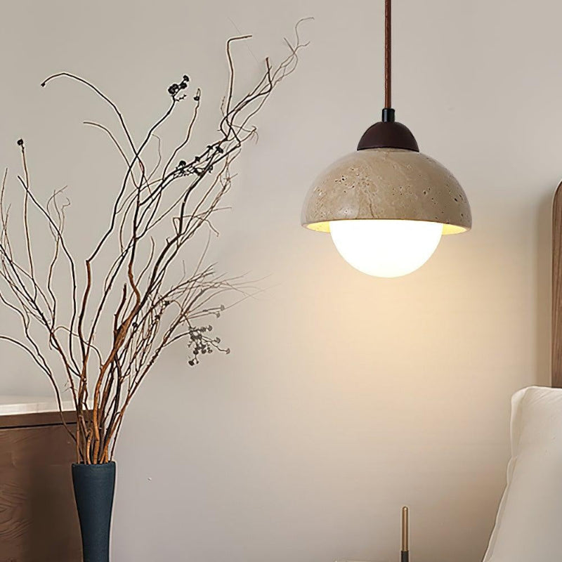 Organic Travertine Bud Design Pendant Light