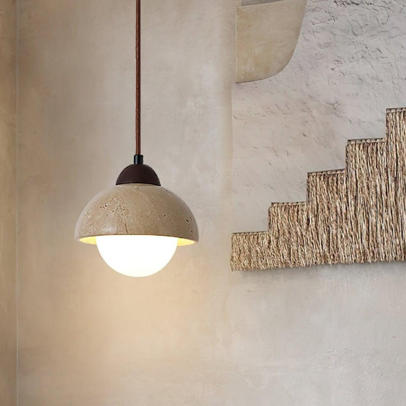 Organic Travertine Bud Design Pendant Light