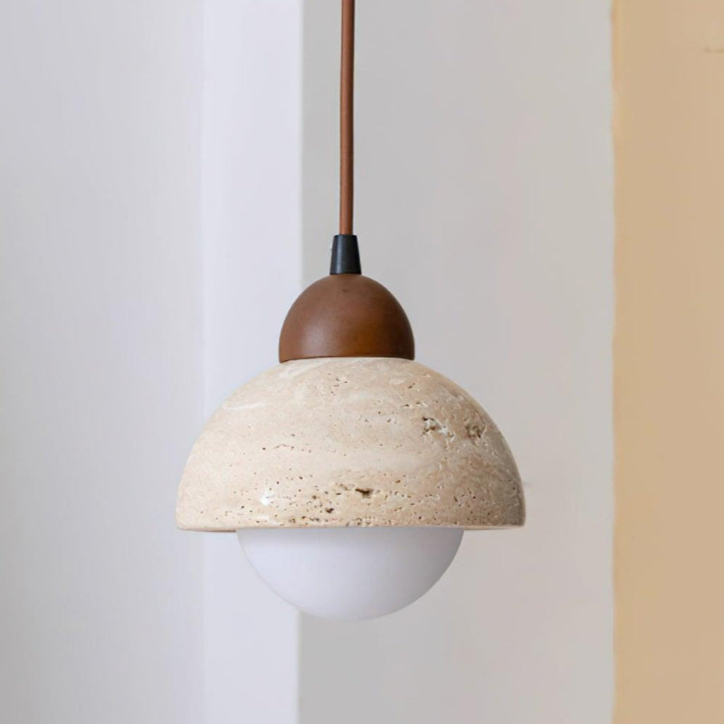 Organic Travertine Bud Design Pendant Light