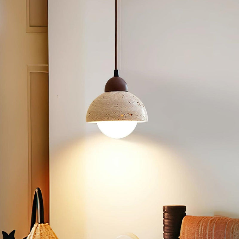 Organic Travertine Bud Design Pendant Light