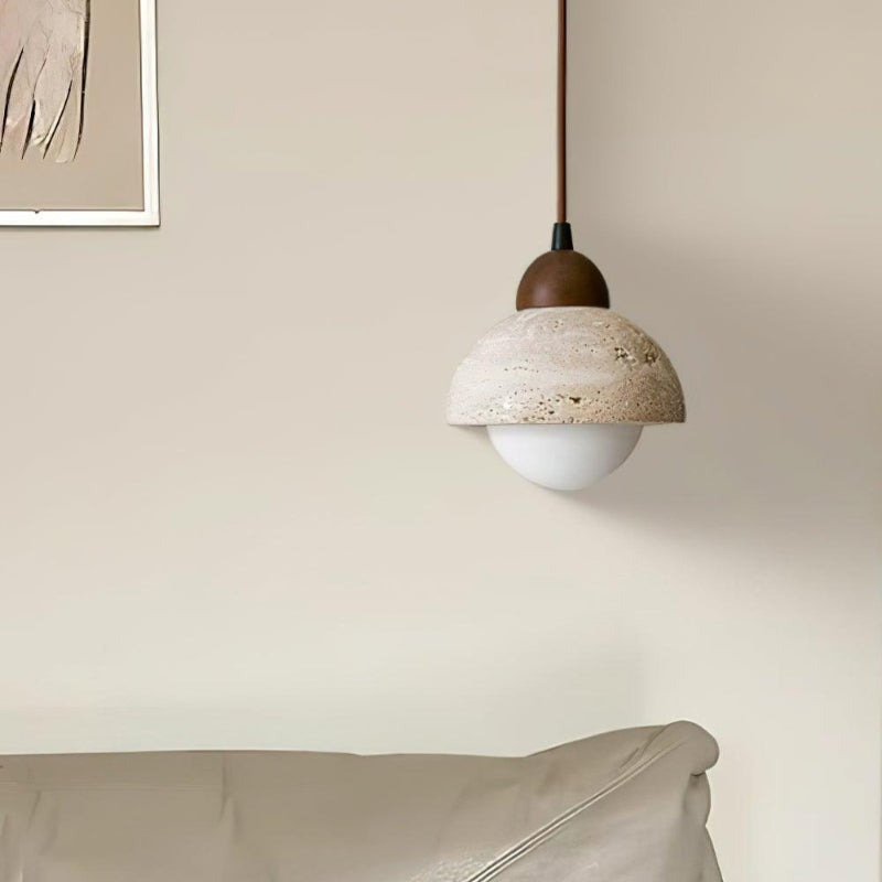 Organic Travertine Bud Design Pendant Light