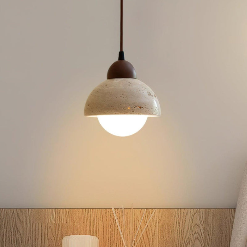 Organic Travertine Bud Design Pendant Light