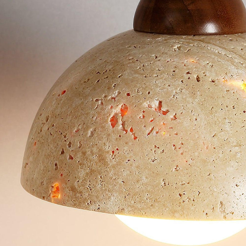 Organic Travertine Bud Design Pendant Light