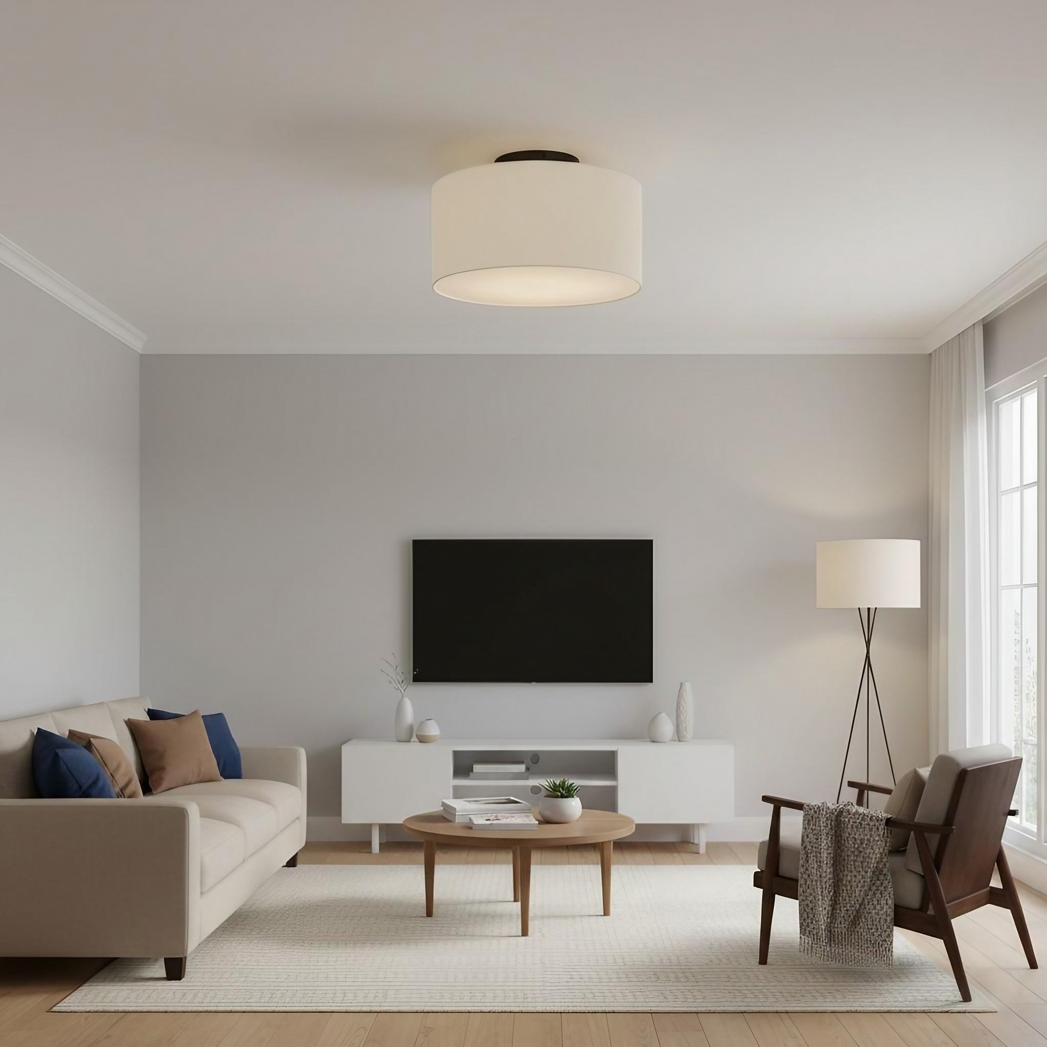 Jelvane Drum Deckenleuchte mit Stoffschirm