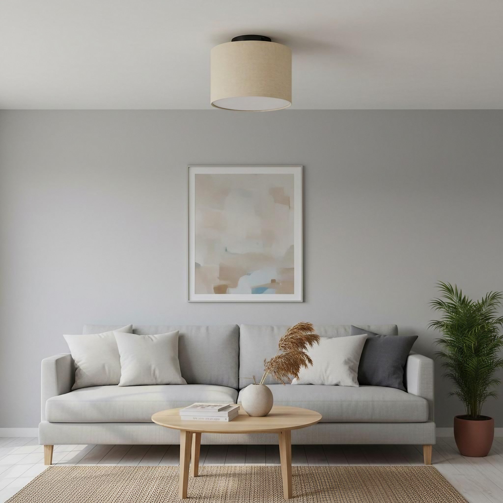 Jelvane Drum Deckenleuchte mit Stoffschirm