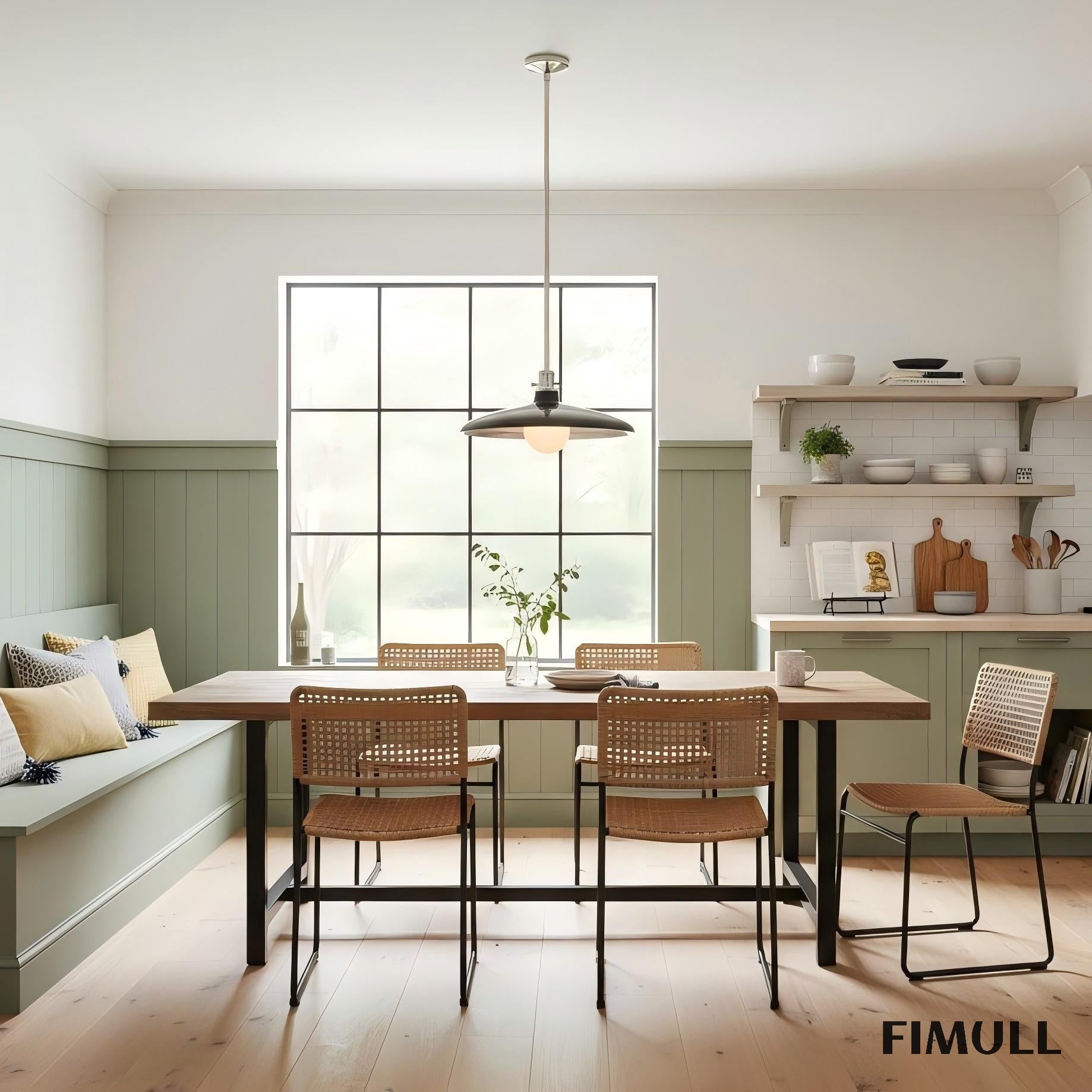 Forvara Rustic Pendant Light - Adjustable Metal Pole Lamp for Kitchen