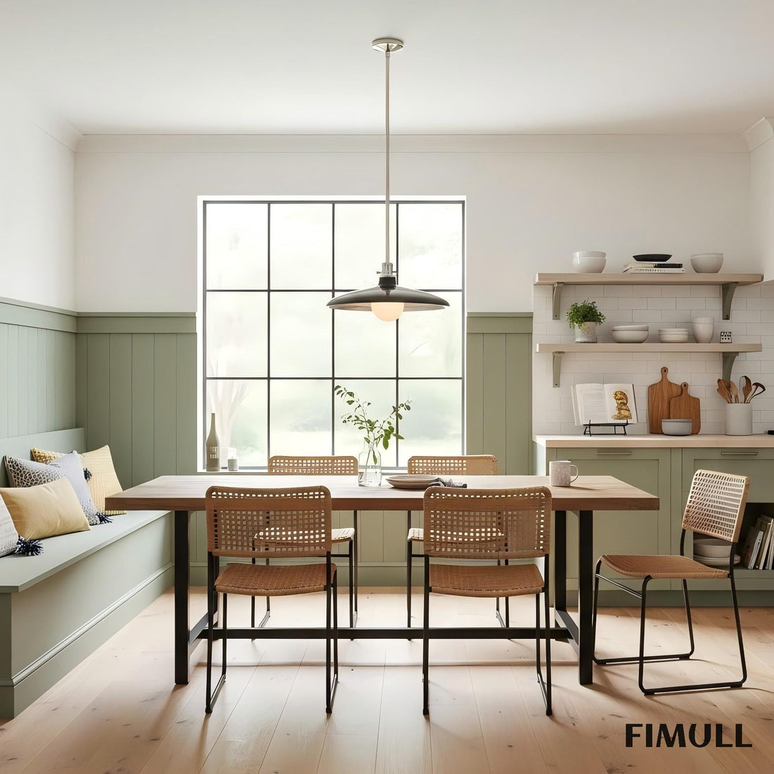 Forvara Rustic Pendant Light - Adjustable Metal Pole Lamp for Kitchen