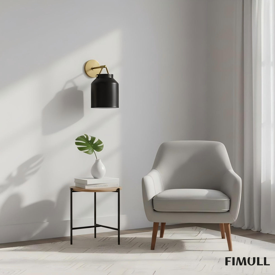 Hanton Brass Damp Rated Sconce - Modern Glass Wall Light for Bathroom