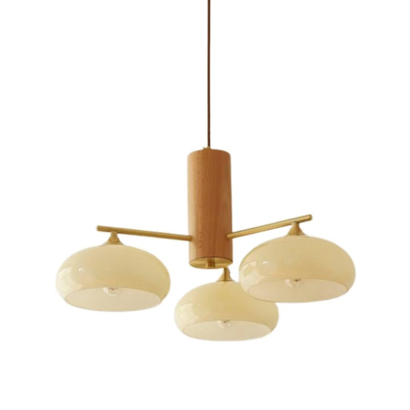 Glass Multi-Light Rustic Log Medieval Chandelier