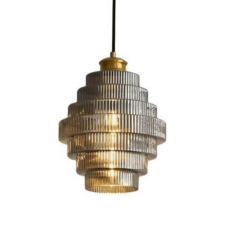 Vintage Striped Bottle Glass Timeless Pendant Light