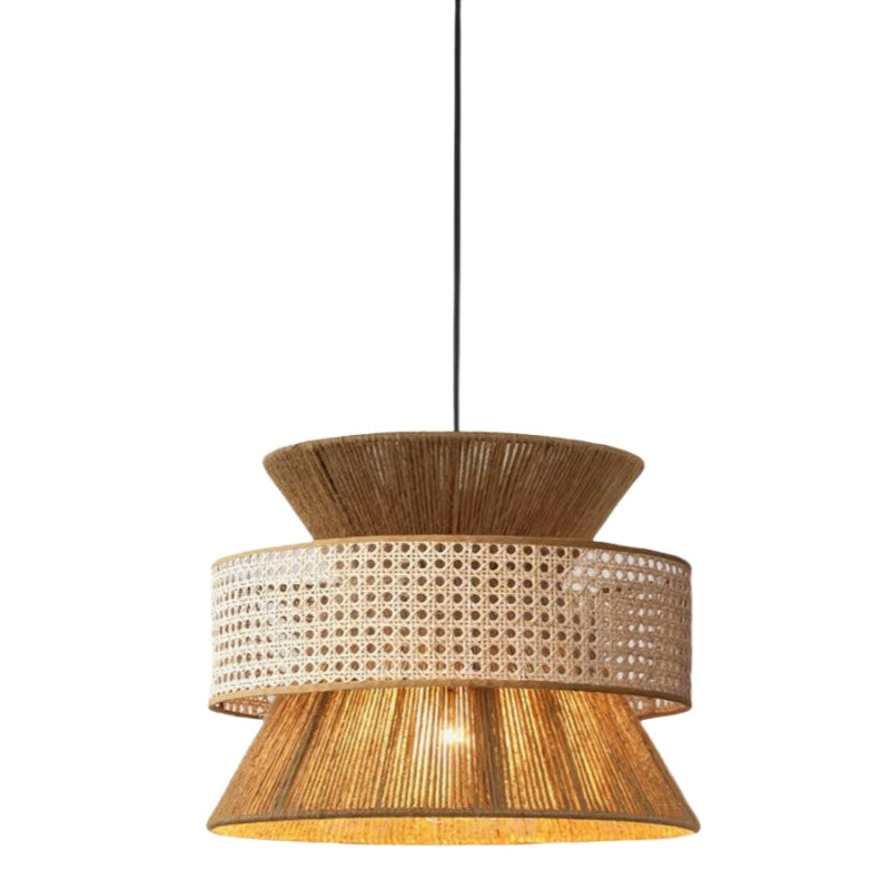 Japanese Wabi-Sabi Style Hemp Rope Rattan Zen Pendant Light