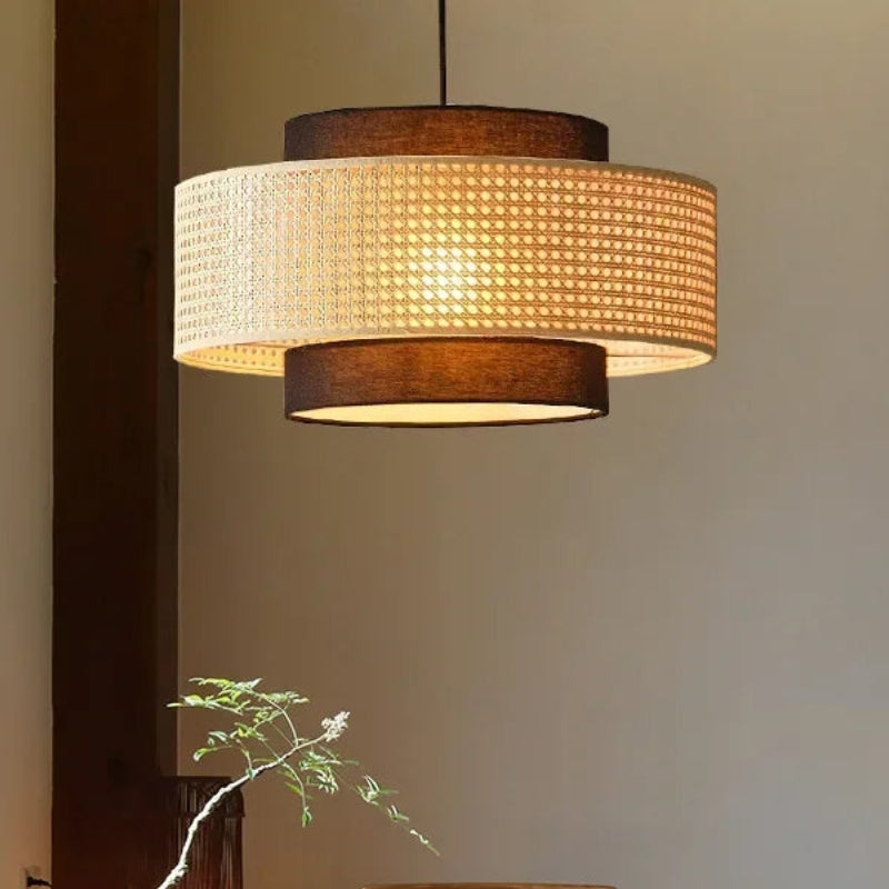Japanese Wabi-Sabi Style Hemp Rope Rattan Zen Pendant Light