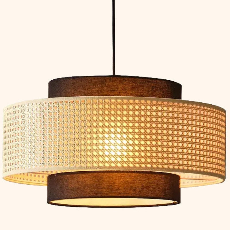Japanese Wabi-Sabi Style Hemp Rope Rattan Zen Pendant Light