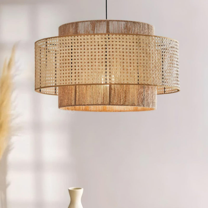 Japanese Wabi-Sabi Style Hemp Rope Rattan Zen Pendant Light