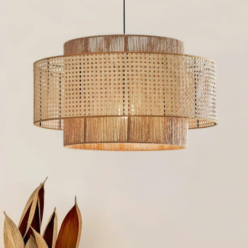 Japanese Wabi-Sabi Style Hemp Rope Rattan Zen Pendant Light
