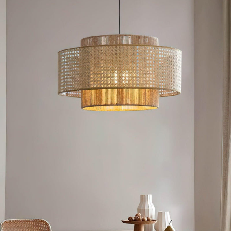 Japanese Wabi-Sabi Style Hemp Rope Rattan Zen Pendant Light