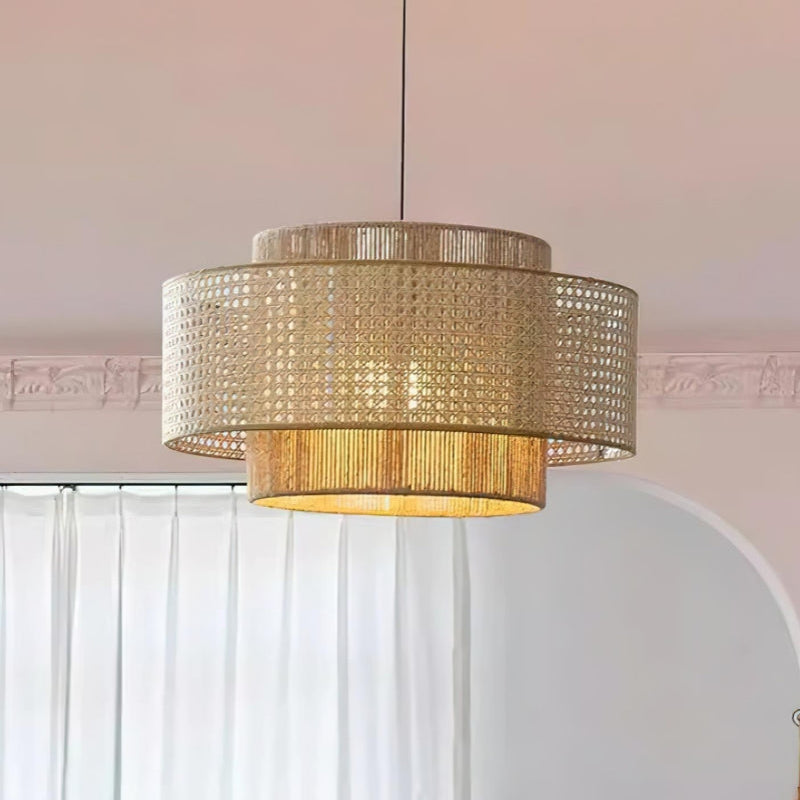 Japanese Wabi-Sabi Style Hemp Rope Rattan Zen Pendant Light