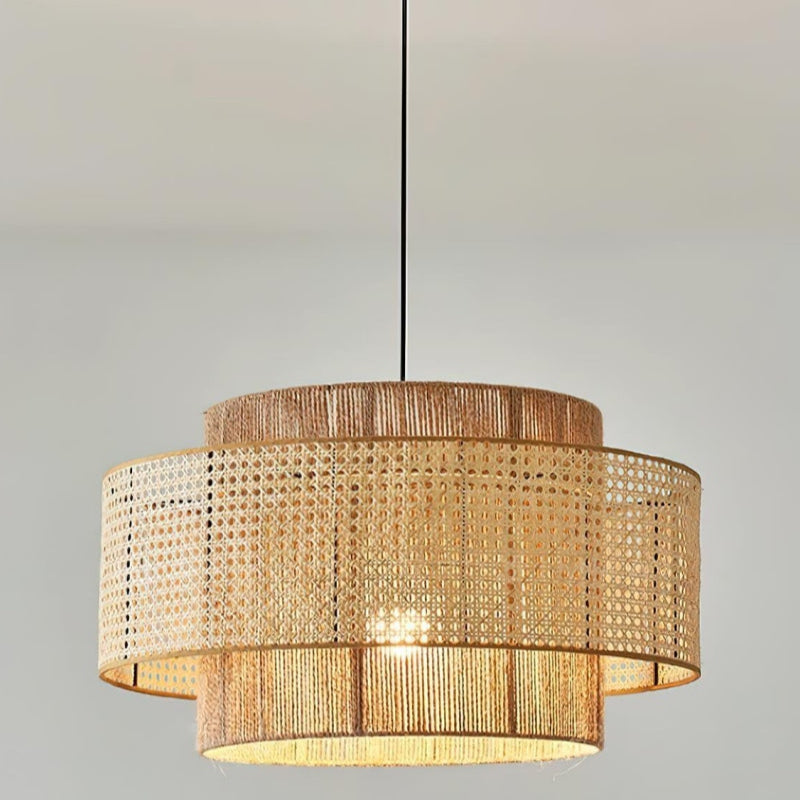 Japanese Wabi-Sabi Style Hemp Rope Rattan Zen Pendant Light
