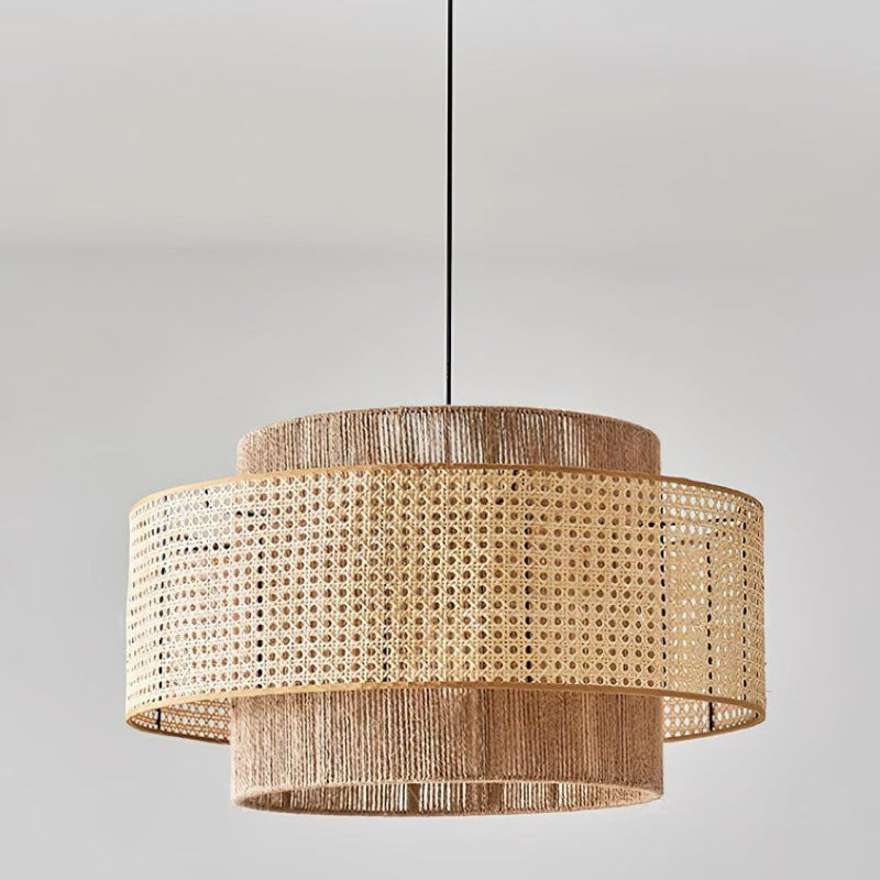 Japanese Wabi-Sabi Style Hemp Rope Rattan Zen Pendant Light