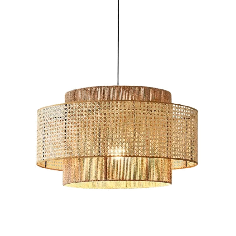 Japanese Wabi-Sabi Style Hemp Rope Rattan Zen Pendant Light