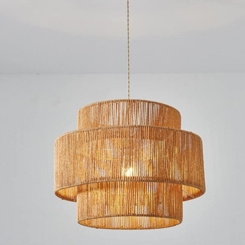 Japanese Wabi-Sabi Style Hemp Rope Rattan Zen Pendant Light