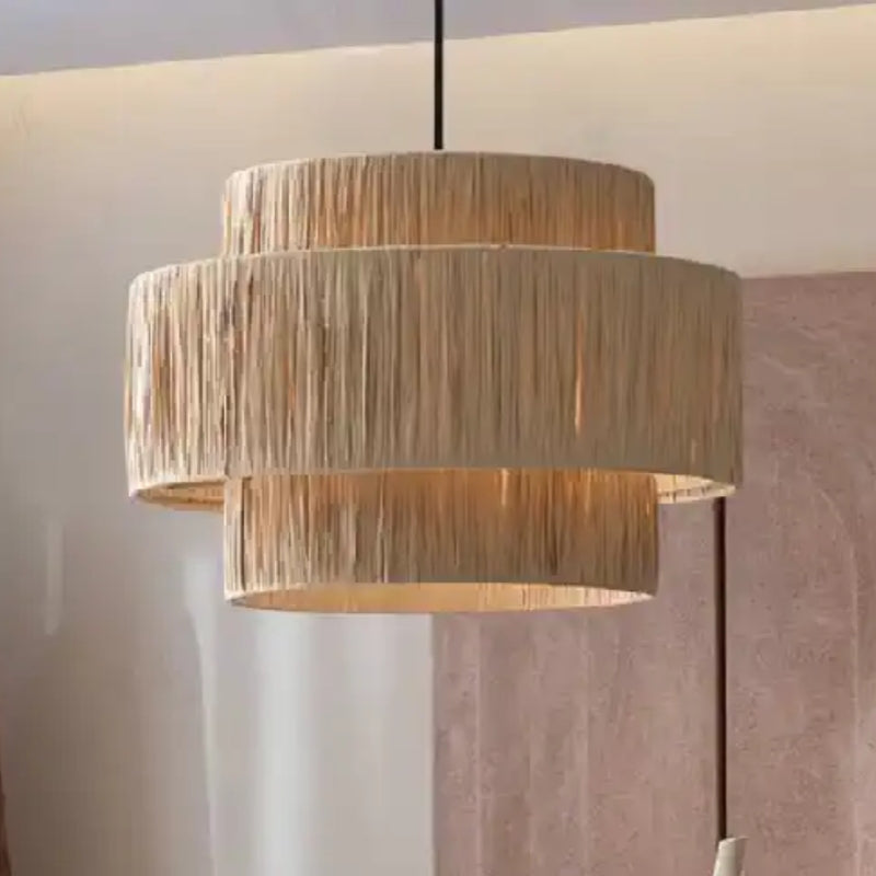 Japanese Wabi-Sabi Style Hemp Rope Rattan Zen Pendant Light