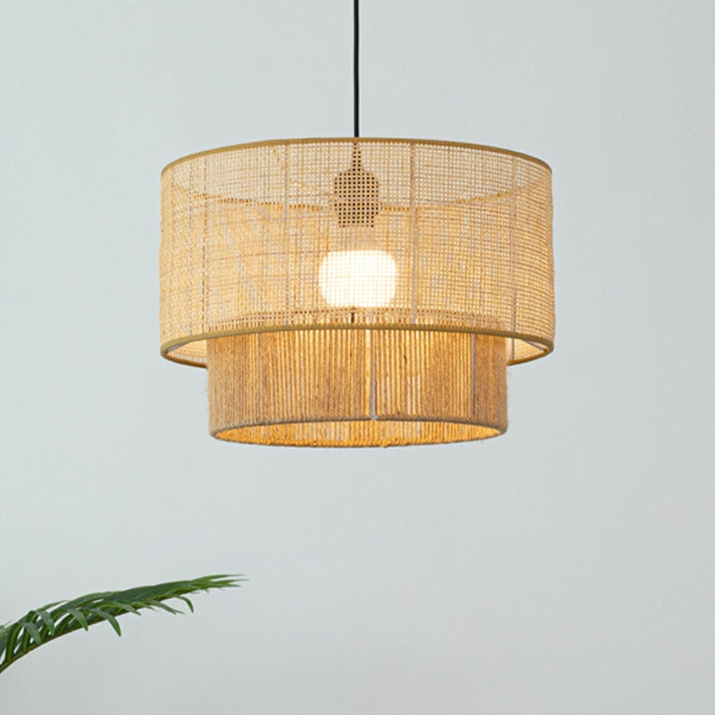 Japanese Wabi-Sabi Style Hemp Rope Rattan Zen Pendant Light