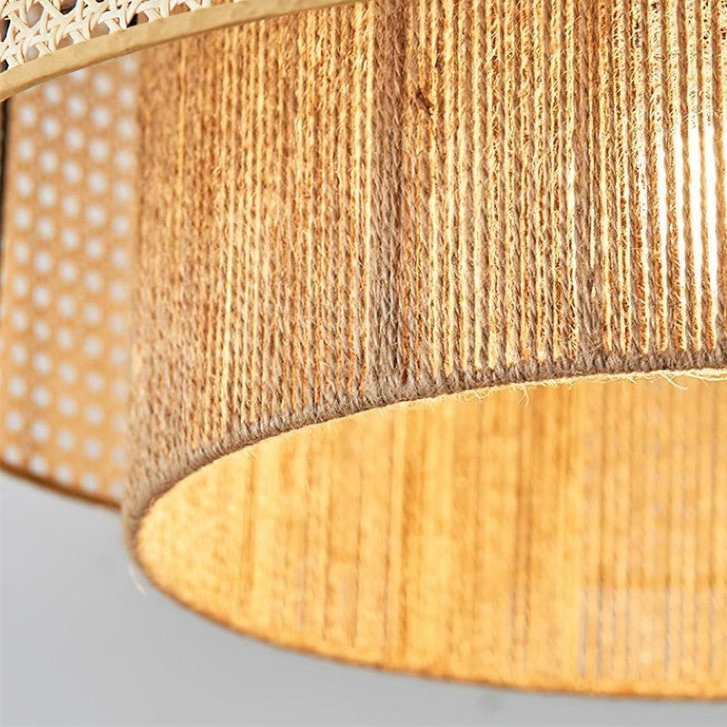 Japanese Wabi-Sabi Style Hemp Rope Rattan Zen Pendant Light