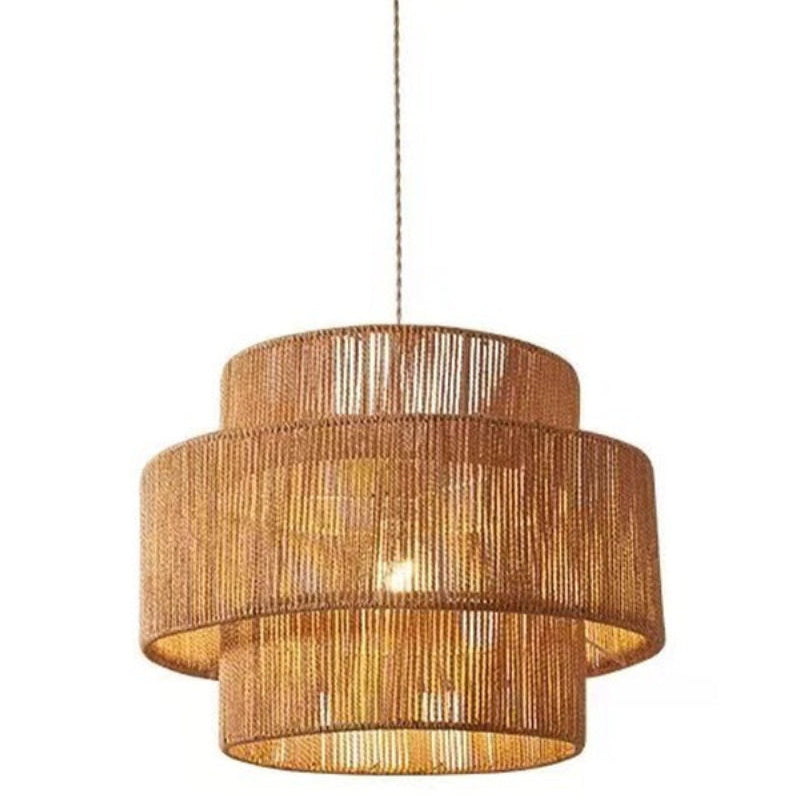 Japanese Wabi-Sabi Style Hemp Rope Rattan Zen Pendant Light