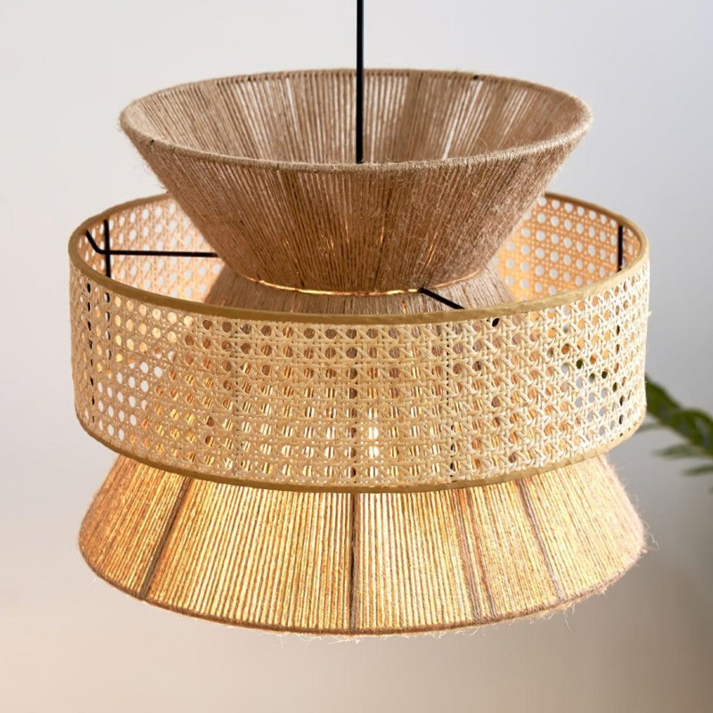 Japanese Wabi-Sabi Style Hemp Rope Rattan Zen Pendant Light