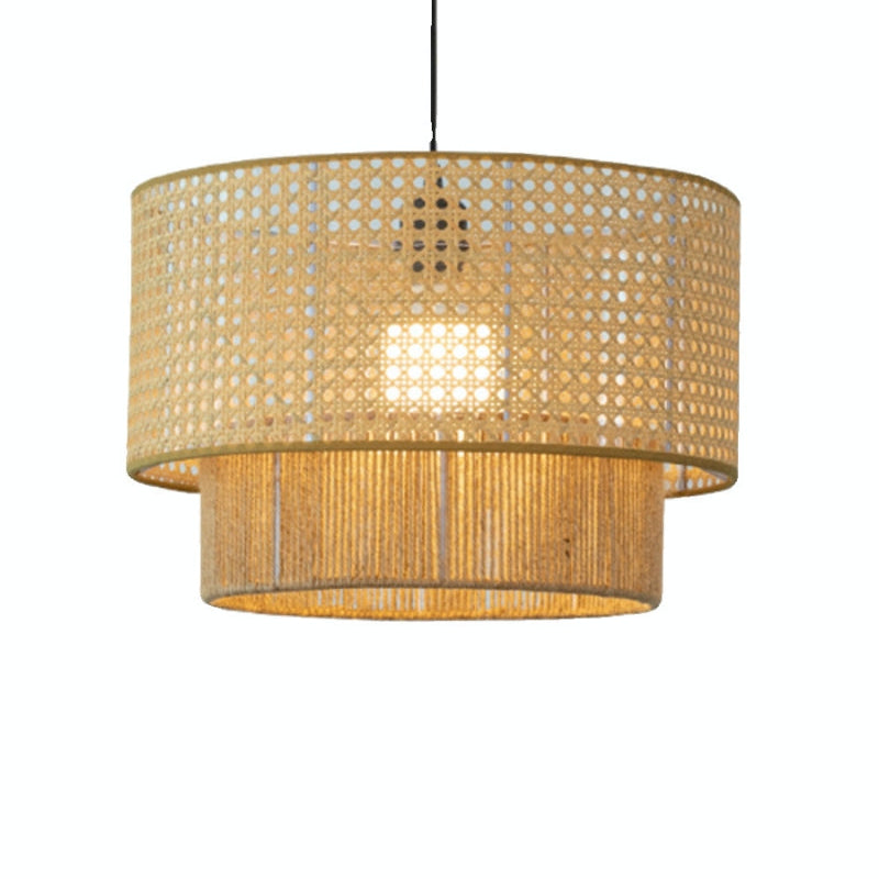 Japanese Wabi-Sabi Style Hemp Rope Rattan Zen Pendant Light