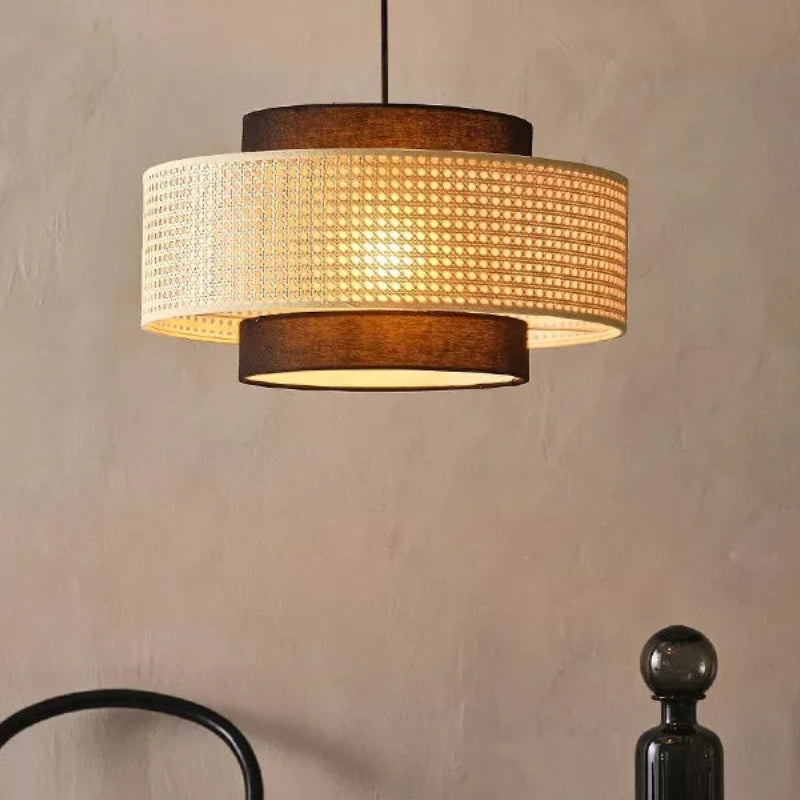 Japanese Wabi-Sabi Style Hemp Rope Rattan Zen Pendant Light