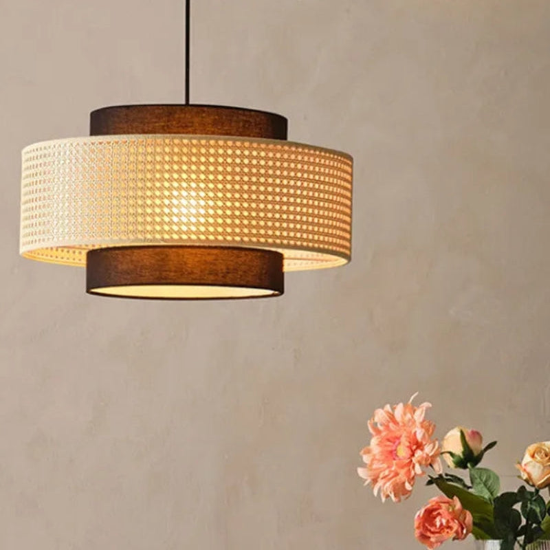 Japanese Wabi-Sabi Style Hemp Rope Rattan Zen Pendant Light