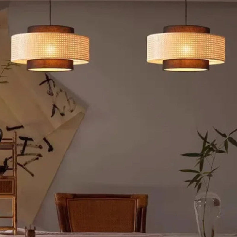 Japanese Wabi-Sabi Style Hemp Rope Rattan Zen Pendant Light