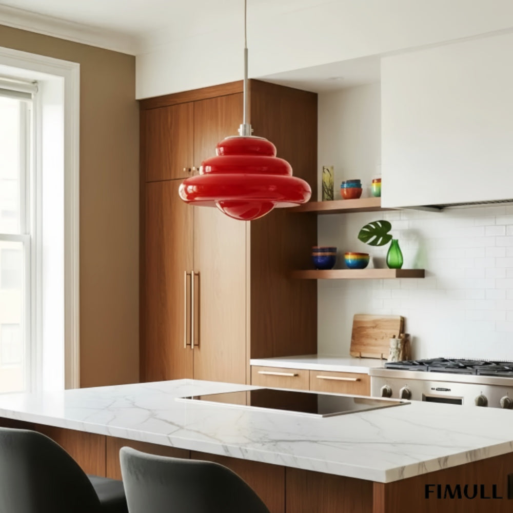 Bomiello Sculptural Layered Glass Pendant Light - Modern Minimal Pendant for Living Room or Bedroom