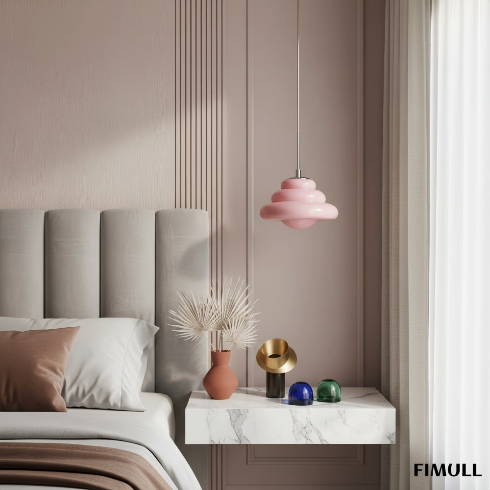 Bomiello Sculptural Layered Glass Pendant Light - Modern Minimal Pendant for Living Room or Bedroom