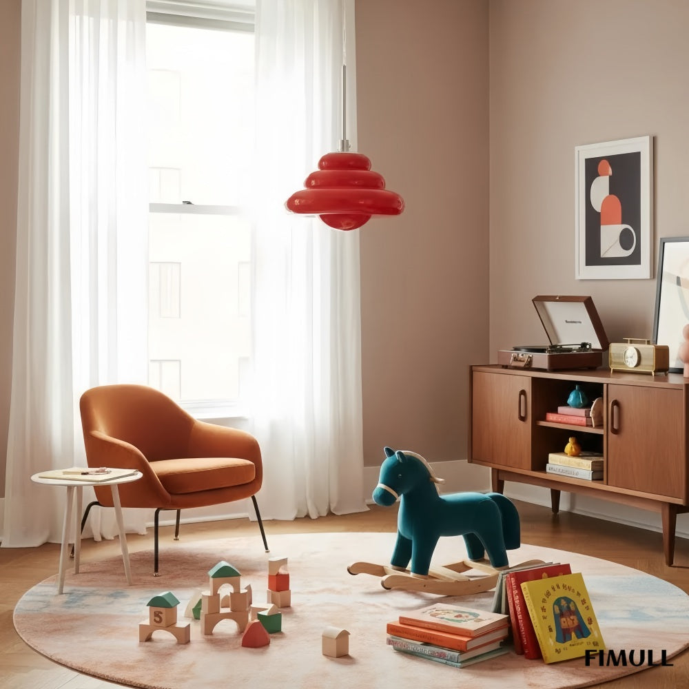 Bomiello Sculptural Layered Glass Pendant Light - Modern Minimal Pendant for Living Room or Bedroom