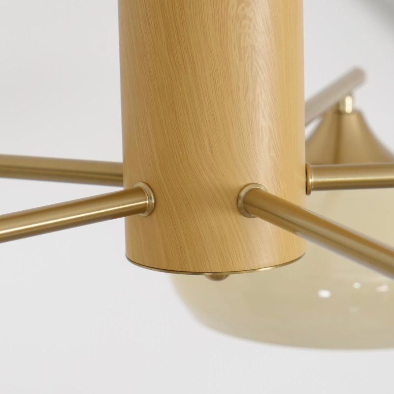 Glass Multi-Light Rustic Log Medieval Chandelier