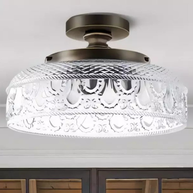 Elegante Deckenleuchte mit graviertem Glas Deckenleuchte