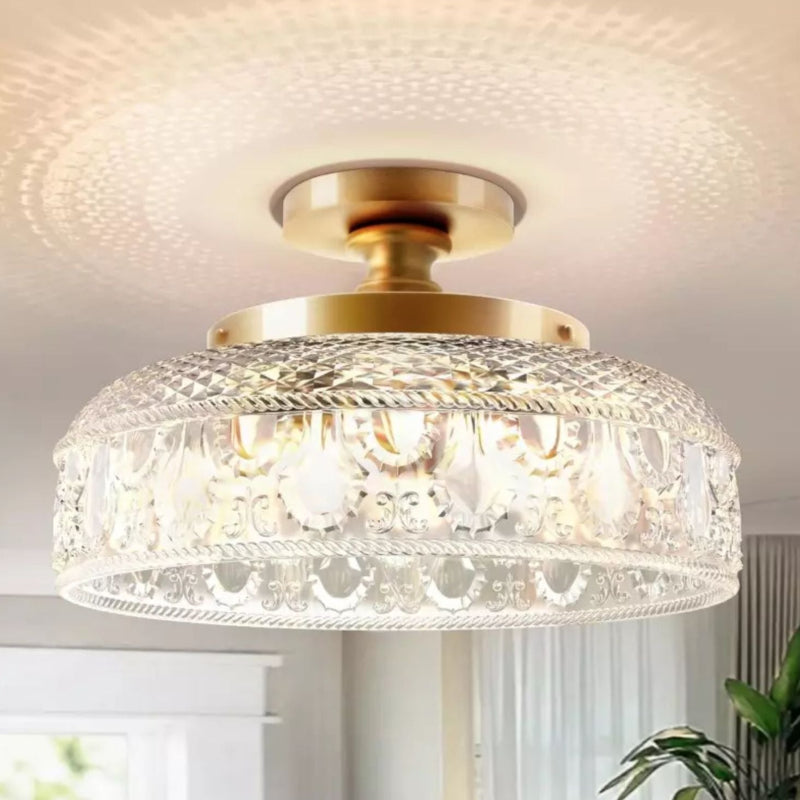 Elegante Deckenleuchte mit graviertem Glas Deckenleuchte