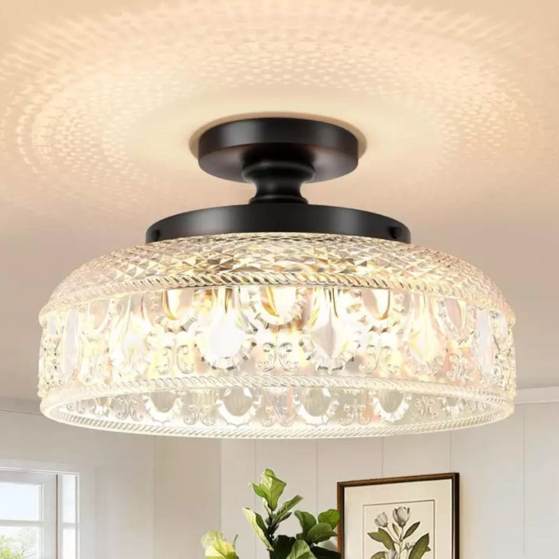 Elegante Deckenleuchte mit graviertem Glas Deckenleuchte