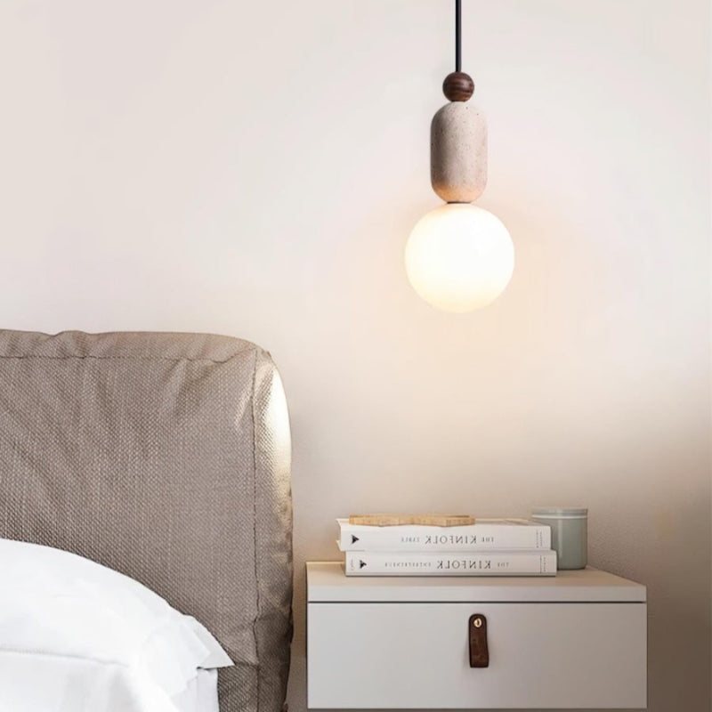 Minimalist Travertine Sphere Pendant Light