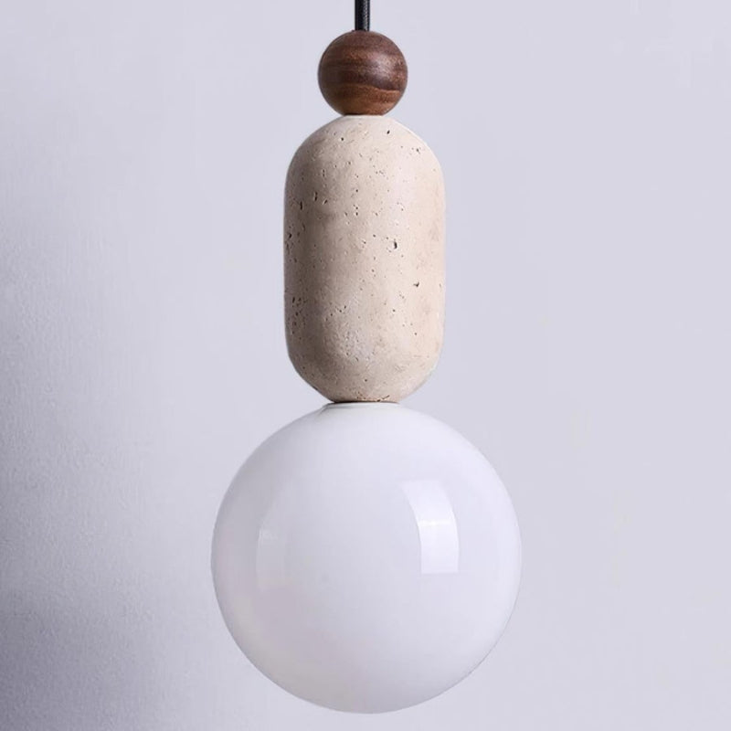 Minimalist Travertine Sphere Pendant Light